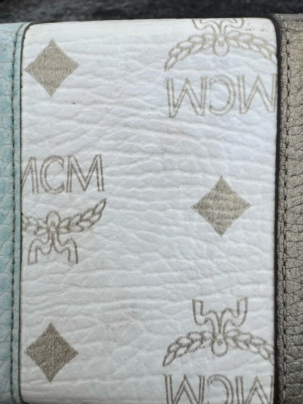 MCM Visetos Stripe Continental Wallet Cream Multicolor Leather Logo Long Wallet